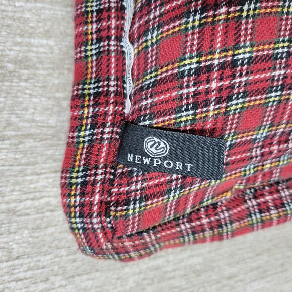 Vtg Newport Joy Lumbar Pillow 24” Plaid Trim Down Filled Holiday Christmas Decor - Picture 7 of 13